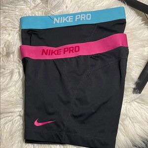 Nike Pro Black Shorts with Pink and Blue Accents